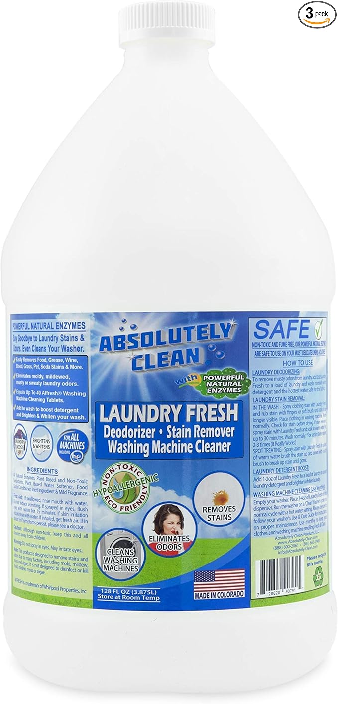 Absolutely Clean Amazing Laundry detergent liquid Stain and Odor Remover, Naturally Based Formula (USA Made)
