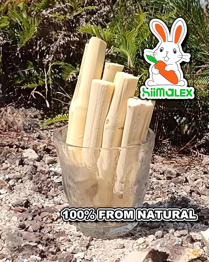 HIIMALEX Bunny Snacks 300g/10oz. Sweet Bamboo Molar Chew Treat Sticks for Rabbits Guinea Pigs Hamsters Small Animal