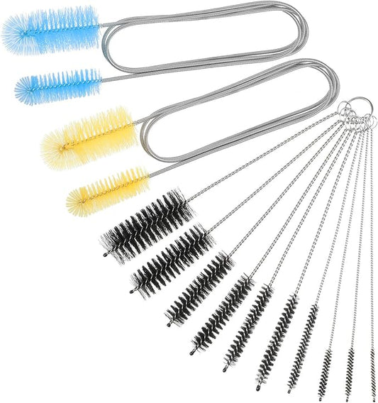 12 Pieces Tube Cleaning Brush Aquarium Filter Nylon Tube Brush Set Flexible Double-Ended Hose Pipe Cleaning Stainless Steel for Fish Tank, Kitchen, Glasses, Drinking Straws, Keyboard
