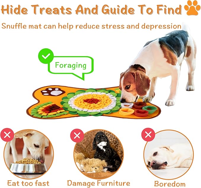 Snuffle Mat for Dogs – Pet Washable Slow Food Toy, Mental Stimulation Mat to Reduce Boredom（24”*16”）