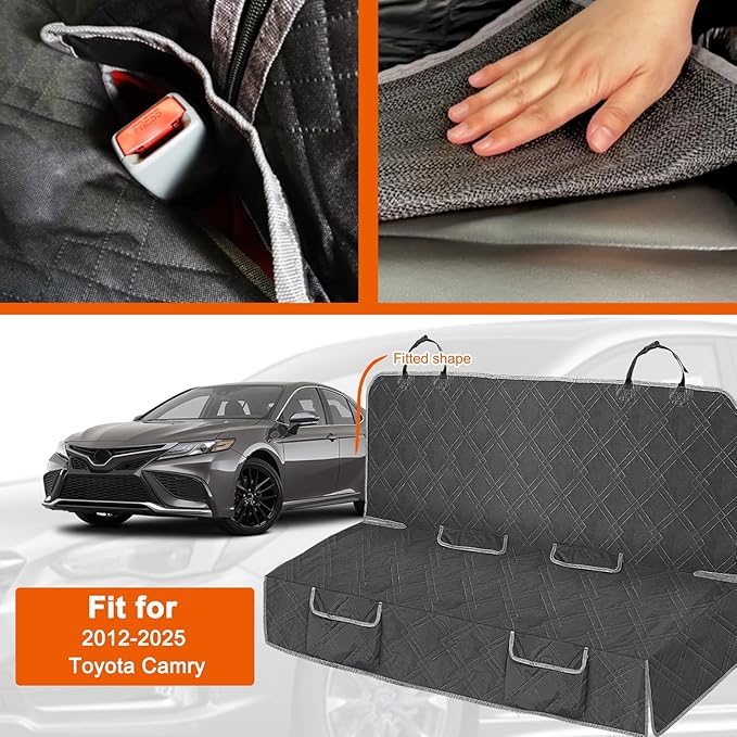 Dog Car Seat Cover Compatible with Toyota Camry 2012-2025, Waterproof Pet Bench Seat Cover for Back Seat, 600D Heavy Duty Scratch Proof Nonslip Truck Seat Covers for Dogs