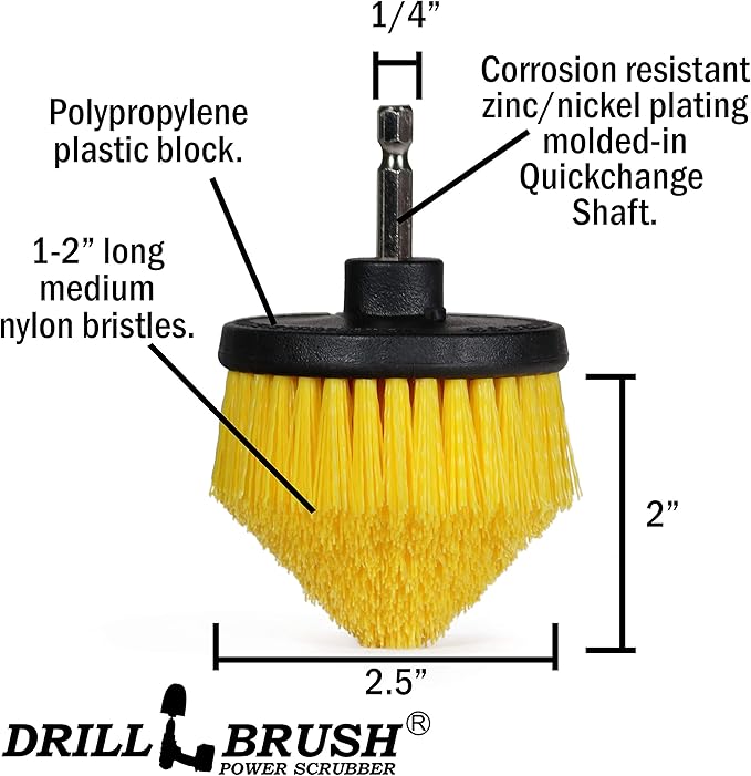 Drill Brush Power Scrubber Attachment Set for Bathroom, Toilet, Tile, Floor, Shower, Bath Tub - Rotary Shower Cleaner Brush for Cordless Drill – Spin Cleaning Bathroom Accessories Set by Drillbrush