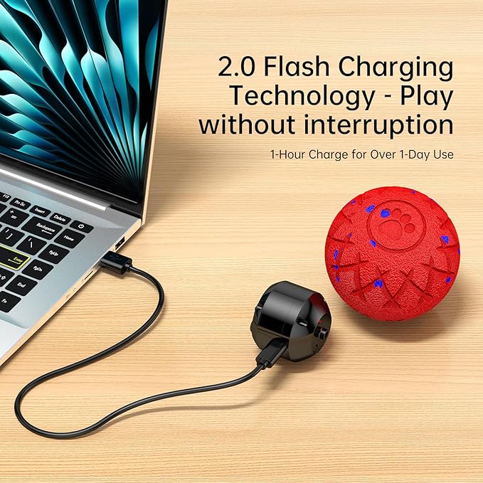 Smart Interactive Dog Toy, Automatic Moving, Bouncing and Stimulation, Silent Foam Material, IP54 Waterproof Rating, Active Rolling,Dog Ball for Medium and Large Dogs,Dog Birthday (Red)