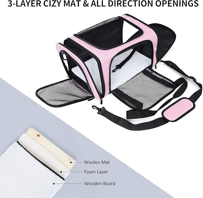 Mile High Life | Outdoor Travel Pet Carrier | Kitty Puppy Cat Carriers | Collapsible Dog Carrier for Small Medium Dogs | Cat Crates w Breathable Mesh with Soft-Sided (Pink, Medium)