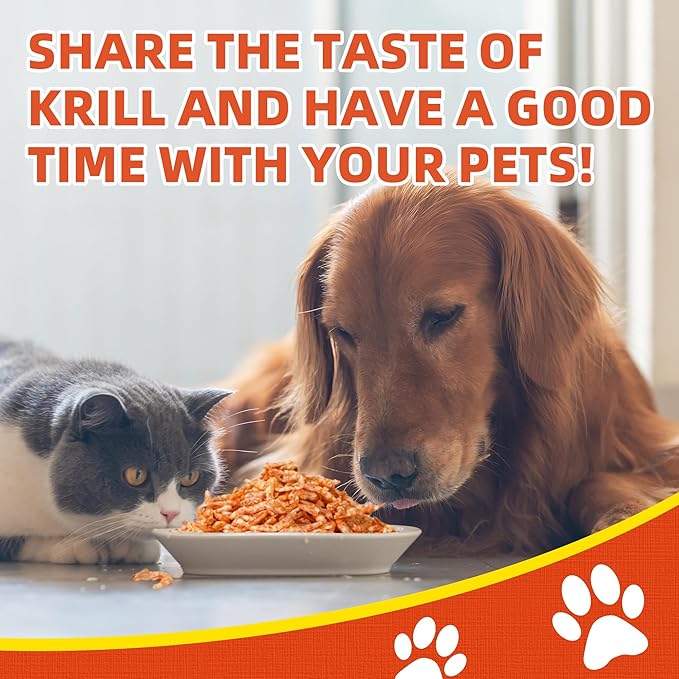 Just Try 4.6 oz Freeze Dried Antarctic Krill for Dogs & Cats High Protein Grain Free Treats Natural Shrimp Omega 3 Fish Oil Supports Skin & Coat Health