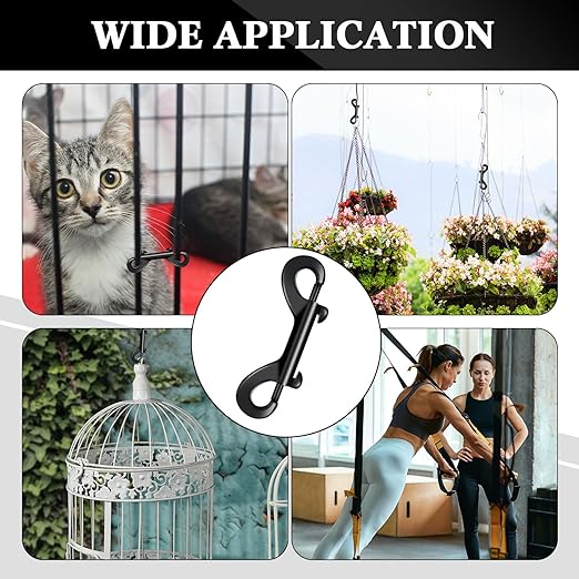 Hotop 30 Pcs 3.5 Inch Double Ended Bolt Snaps Hooks Zinc Alloy Trigger Chain Metal Clips Key Holder for Linking Key Chain Dog Leash Collar Pet Sling Feed Buckets(Black)