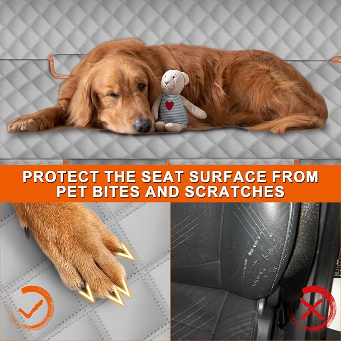 Dog Car Seat Cover for Mid-Size Truck, Compatible with Toyota Tacoma/Hilux, Ford Ranger, Chevy Colorado/GMC Canyon, Nissan Frontier, Honda Ridgeline, Jeep Gladiator, 600D Waterproof Pet Seat