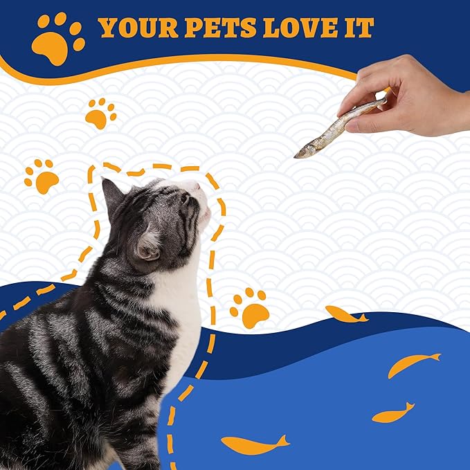 Just Try 10.58 oz Freeze Dried Cat & Dog Treats Raw Dried Capelin Fish Single Ingredient High Protein Training Treats Pet Snacks Omega 3 for Skin Coat Health