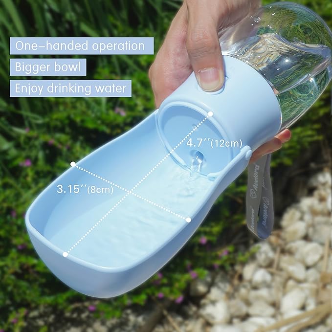 Foldable Dog Water Bottle, Portable Dog Water Dispenser, Outdoor Pet Water Bottle for Cat, Puppy, Walking, Hiking, Travel. Dishwasher Safe, 10oz