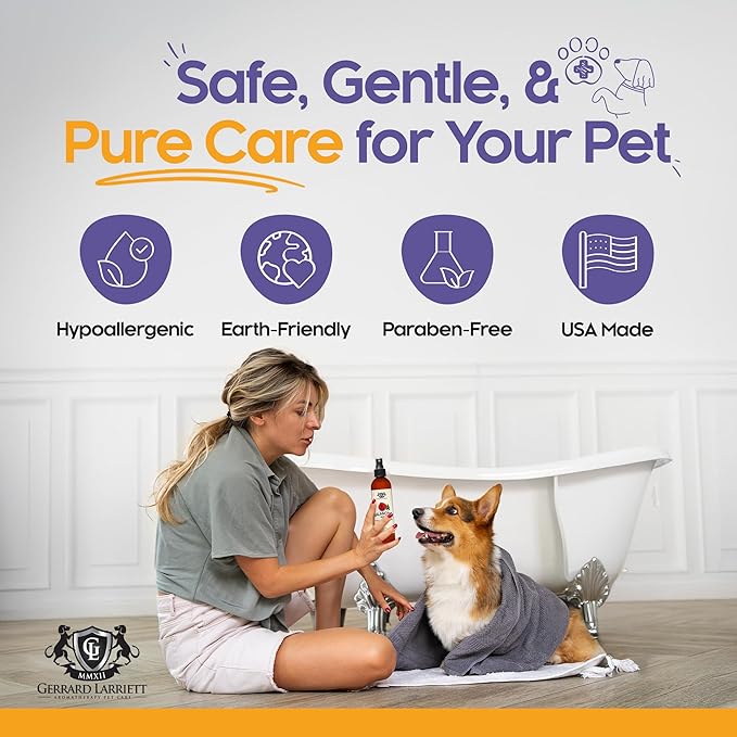 Dog Perfume Spray Long Lasting Balancing Rose 8 Fl Oz - Dog Calming Spray Scent Mist for Shining Fur, Puppy Cologne, Doggie Deodorant Fragrance Mist Pet Perfume for All Breeds by Gerrard Larriett