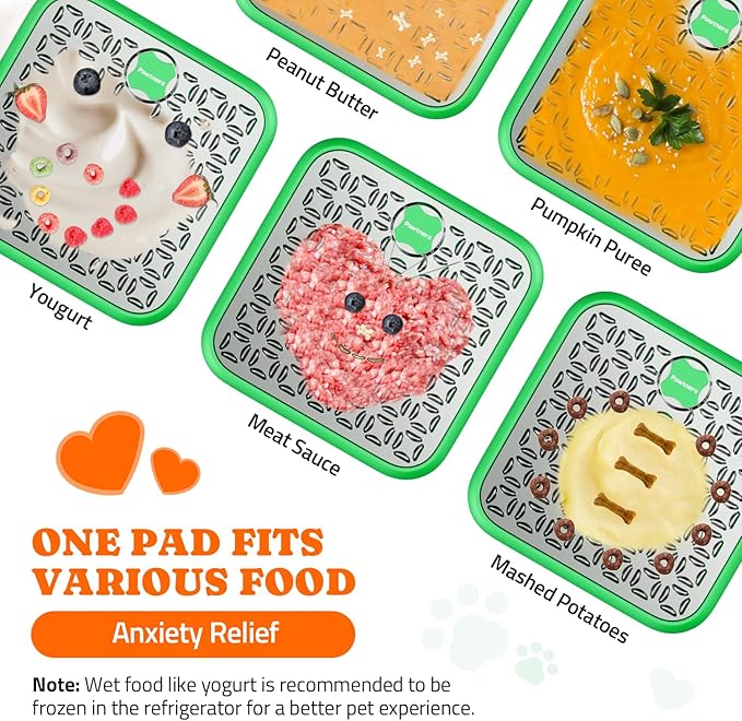 Stainless Steel Large Lick Mat: Dog Lick Mats for Large Dogs, Cat Licking Pads for Crate Boredom & Anxiety Reduce, Slow Feeding, Cat Slow Feeder Mat with a Spatula, Scrubbing Brush, Green