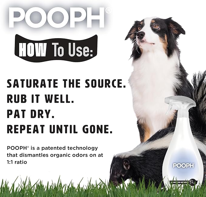 POOPH® Skunkless Wonder™ Spray | High-Potency Skunk Odor Eliminator Works on Pets, Fur, Clothing, Furniture & Items – Unscented, Safe, Fragrance-Free, Dismantles Skunk Oils On-Contact - 32oz