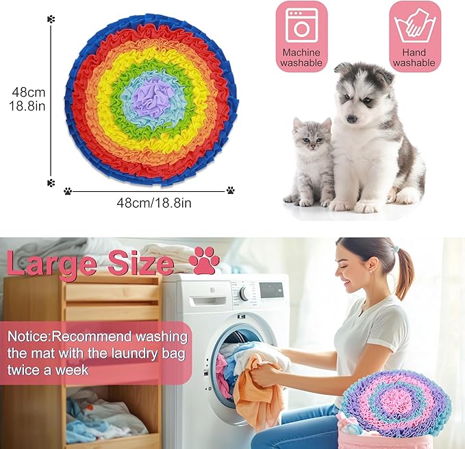2 Pcs Snuffle Mat for Dogs, Pet Slow Feeding Interactive Toys for Smell Training, Foraging Skills, Suitable for Puppy or Cat (Large 50cm)