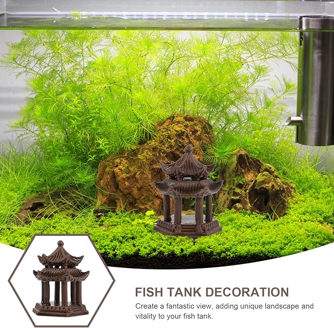 Japanese Home Decor Aquarium Ceramic Mini Decoration: Miniature Pagoda Statue Figurine Fish Tank Buddhist Landscape Decoration Asian Zen Garden Desktop Decor Sand Tray Miniatures
