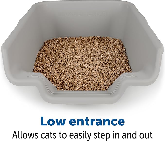 KittyGoHere Senior Cat Litter Box 1 Pack, Jumbo Gray Low Entrance Kitty Litter Box, Sized for Cats Comfort, Perfect for Senior and Arthritic Cats, Made in USA