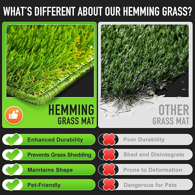 Hompet Artificial Grass for Dogs, 51"x28", Professional Dog Grass Mat, Easy to Clean with Drainage Holes, Potty Training Pad and Replacement Fake Grass Turf, Outdoor Rug Patio Lawn Decoration