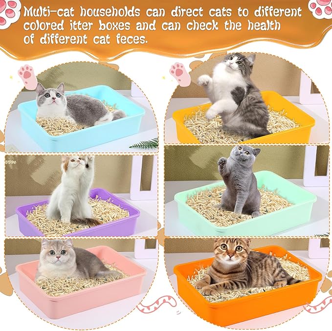 6 Pcs Kitten Small Litter Box Set, Plastic Kitten Litter Pan with 6 Scooper Cat Litter Box Cat Litter Box Travel Toilet for Small Pet Kitty Bunny Guinea Pig