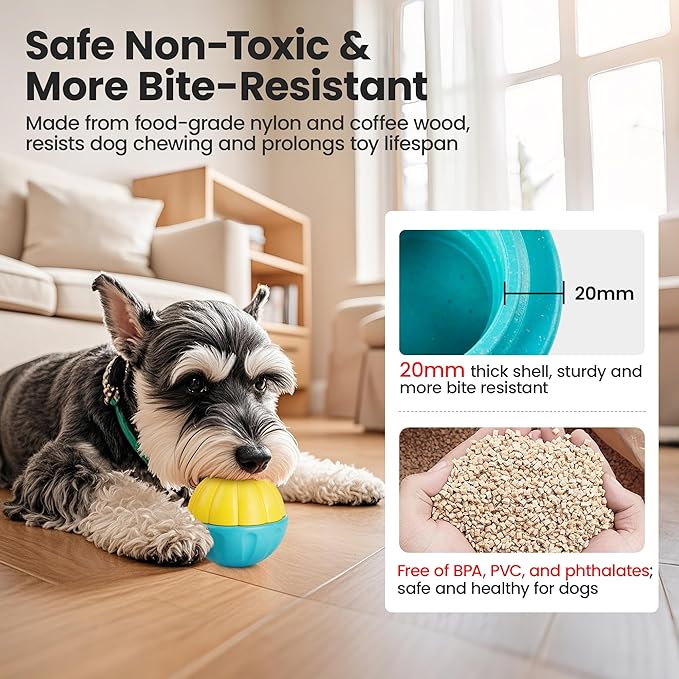 Potaroma Frozen Treat Dog Toys Enrichment Ball, Interactive Durable and Safe Puppy Chew Toy, Slow Feeder Food Dispenser Dog Pup Puzzle for Chewers 4.0 Inches