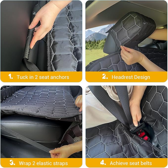 Dog Car Seat Covers for Tesla Model 3,100% Waterproof Back Seat Cover for Cars Armrest Compatible Nonslip Car Rear Seat Protector for Dogs & Kids, Easy Clean Tesla Model 3 Accessories