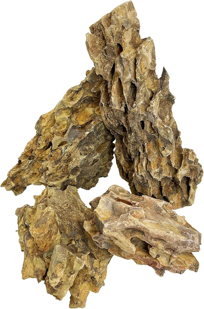 Hamiledyi 4 PCS Natural Aquarium Rocks 6" to 9" Dragon Stone Aquarium Decor Rocks Aquascape Rocks Landscaping Model for Fish Tank Terrariums Vivariums