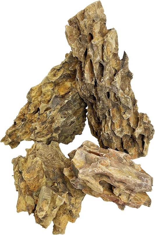 Hamiledyi 4 PCS Natural Aquarium Rocks 6" to 9" Dragon Stone Aquarium Decor Rocks Aquascape Rocks Landscaping Model for Fish Tank Terrariums Vivariums
