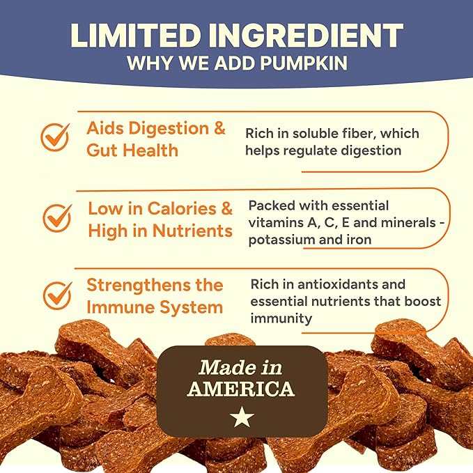 Gaines Family Farmstead Pumpkin & Sweet Potato Dog Bones – 40 oz Bag, Natural, Grain-Free Dog Treats for Digestive Health & Immunity – High-Fiber, Vitamin-Rich Chews, Made in USA