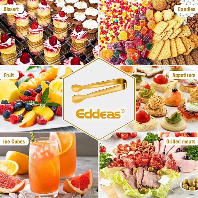 12 PCS Small Serving Tongs, 4.3" Mini Gold Tongs, Gold Kitchen Tongs for Serving Food, Coffee Bar, Tea Party, Desserts Party and Ice Bucket