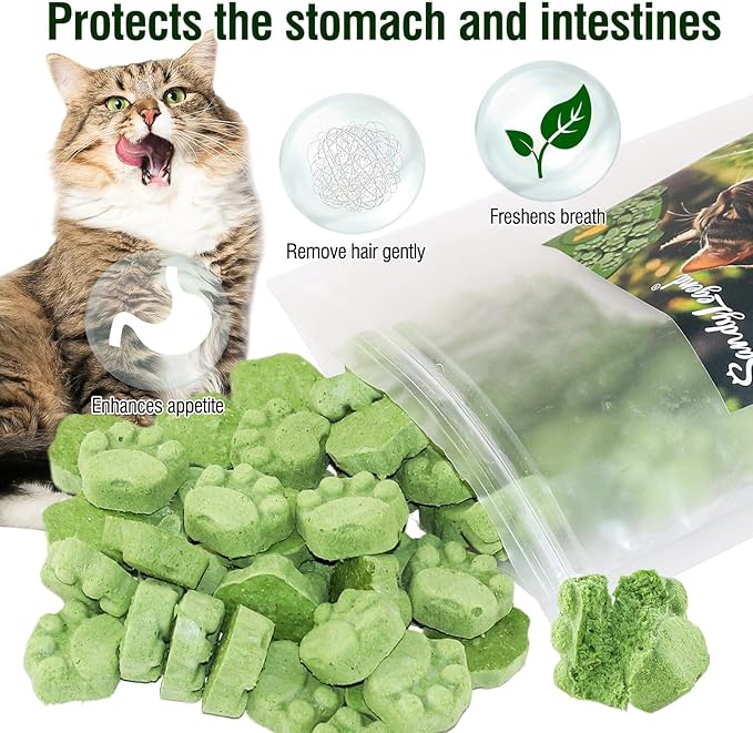 Freezed Drying Cat Grass Treats, Cat Grass Teething Sticks Cats Snacks for Hairball Removal and Dental Care