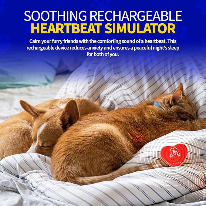 Pet Fit For Life Rechargeable Red Heartbeat Simulator with USB Cord – Long-Lasting Heartbeat Toy for Puppy & Kitten, Beating Heart Toy for a Peaceful Night for Dogs and Cats