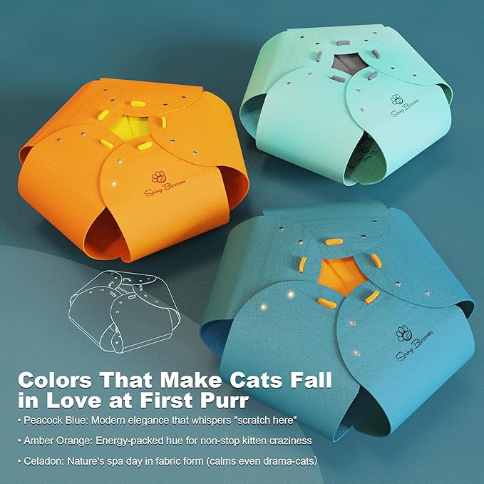 Spring Blossoms Cat Tunnel, Cat Cave for Indoor Cats Bed,Scratch Resistant Cat Toys for Medium Large Cats Hide and Seek Toy (Peacock Blue)