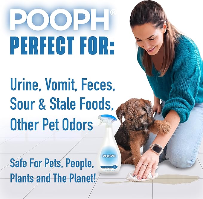 POOPH® Pet Odor Eliminator Spray - Patented NO Fragrance NO Harsh Chemicals Organic Odor Eliminator Works On-Contact Home, Auto, Upholstery, and more Fast Easy Safe for Pets, People and the Planet!