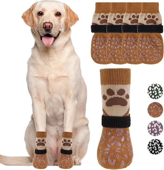 KOOLTAIL Dog Socks for Hot/Cold Pavement to Prevent Licking Paws Scratching,Anti Slip Pet Boots&Paw Protector for Hardwood Floors,Traction Control Grip Booties for Small Medium Large Senior Dogs M