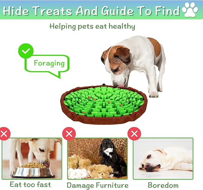 Snuffle Mat for Dogs, 2 PCE Dog Snuffle Mat Adjustable Size Encourages Natural Foraging Skills for Cat and Rabbit or Other Pet