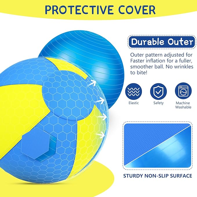 Herding Ball for Dogs and Horses - 25" Jolly Ball for Dogs, Agility Training Equipment, Herding for Australian/German Shepherd, Improved Bite-Resistant, Reinforced Sewing Dog Toys - Blue&Yellow （New）