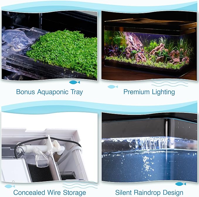 Harmony All-in-One Aquatic Tank by Clairnara - Harmony Premium - iF Design Award Winning 10 Gallon Aquarium with LED Light, Patented Filtration System, and Ultra-Quiet Water Pump