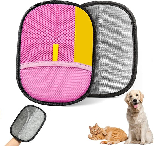 Upgraded pet Hair Removal Gloves, Reusable pet Hair Removal Gloves, Powerful cat and Dog Hair Removal, Suitable for Clothes、Sofas、Carpets、car Seats etc. (2PCS Pink)