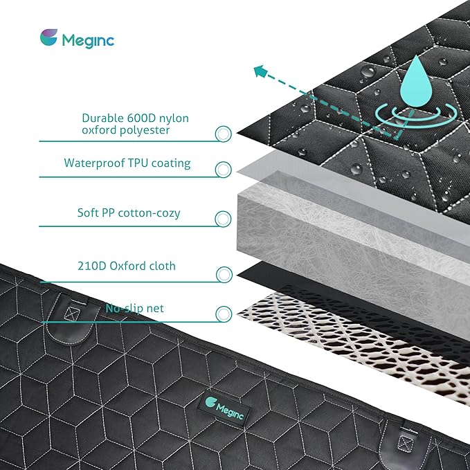 Dog Car Seat Cover for SUV, 100% Waterproof Backseat Cover for Dog in Car Heavy Durable Car Seat Covers for Dogs with Side Flap, Non Slip Bench Car Seat Protector for SUV,RAV4,CR-V,Mazda CX-5