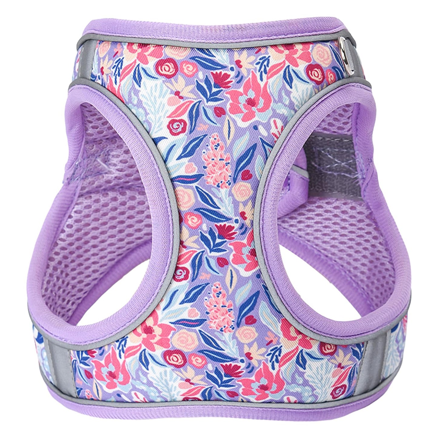 KocaPlye Small Dog Harness Purple Flowers No Pull Reflective Step in Vest Harness Mesh Padded Soft Harness for Small Medium Dogs Cats