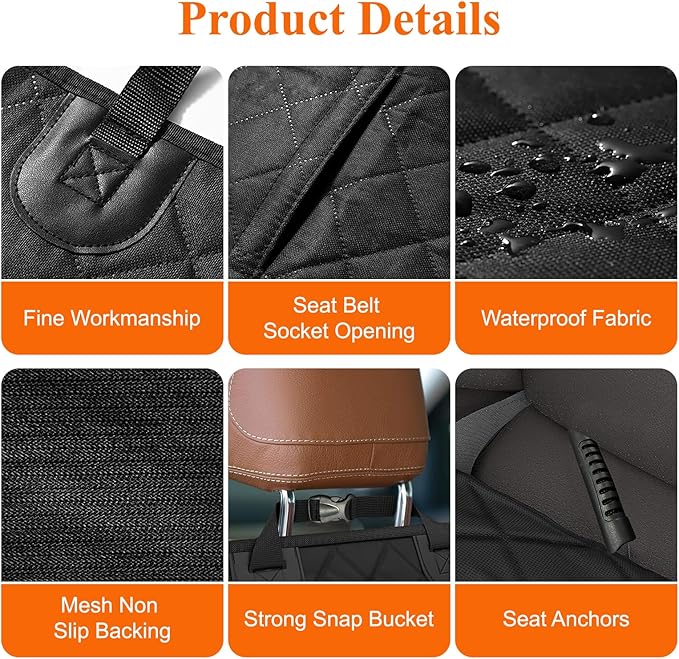 ICWEIMEI Dog Car Seat Cover, Waterproof Back Seat Covers for Dog Travel Non-Slip Pet Car Seat Protector Pet Car Seat Cover for Cars Trucks SUV