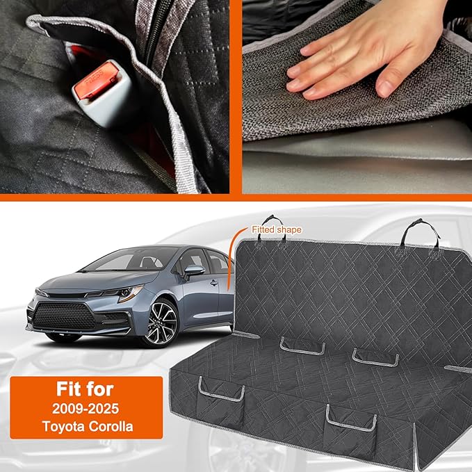 Dog Car Seat Cover Compatible with Toyota Corolla 2009-2025, Waterproof Pet Bench Seat Cover for Back Seat, 600D Heavy Duty Scratch Proof Nonslip Truck Seat Covers for Dogs