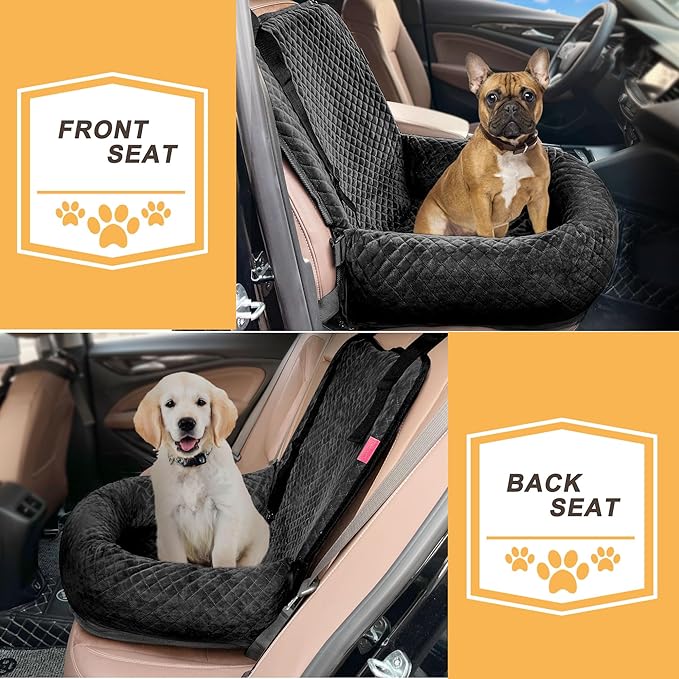 Sephyroth Dog Car Seat for Small/Medium Dogs,Dog Car Bed Washable Pet Travel Safety Car Seat,Super Soft Safe Removable Pet Booster Seat,Fits for All Cars(Black)
