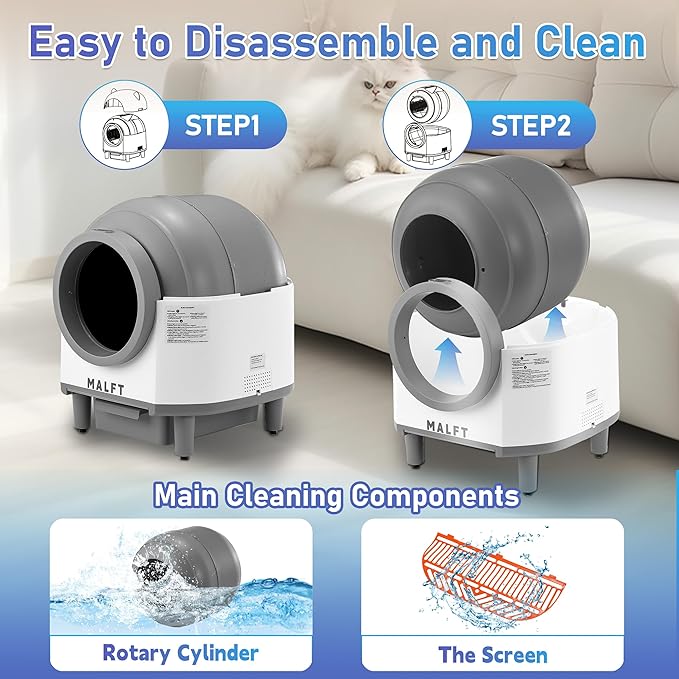 Automatic Cat Litter Box 90L, Self-Cleaning Litter Box - WiFi/Smart APP Control, Night Mode, Anti-Pinch Safety System for Multiple Cats, Includes Premium Mat & Waste Bags