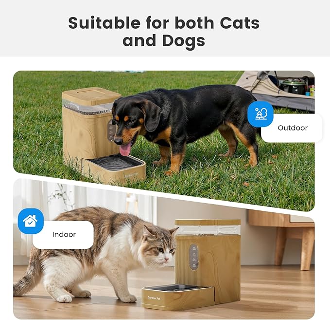 Gardner Pet Automatic Dog Water Dispenser Gravity Waterer with Stainless Steel Bowl Water Dispenser 6.5L Large Capacity Water Feeder for Dogs Cats Pets, BPA-Free Noise-Free (Light Brown, 6.5L)