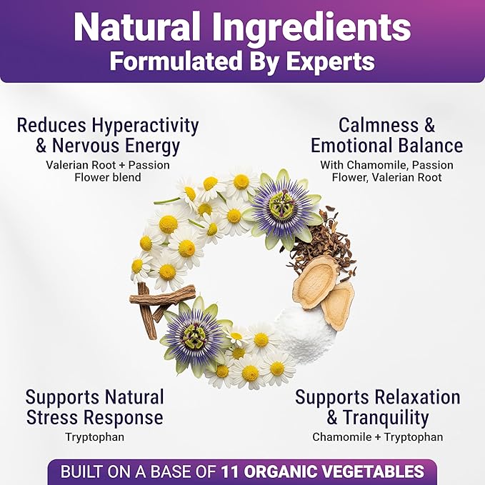 Calming Chews for Dogs Relaxation & Hyperactivity – Chamomile, Passion Flower, Valerian Root & Tryptophan Infused Calming Bites for Dog Anxiety Relief – Made in USA – 140 Count