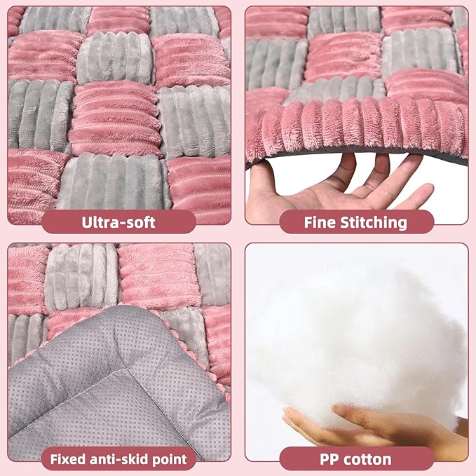 CLKHOWL Dog Car Seat Cover for Back Seat, Dog Bed for Car, Non-Slip Travel Pet Mat, Fit for Backseat Extenders and Seat Protectors (Pink, 25.6x54 inch)