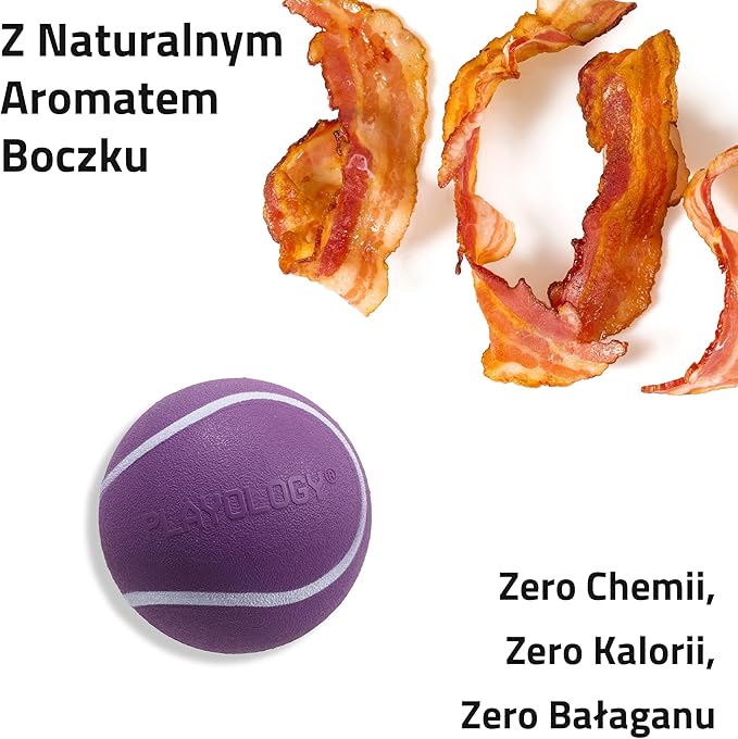 Playology Squeaky Dog Toy | Durable Rubber Interactive Dog Ball | Bacon Scented Fetch Ball for Large Dogs | Floating Dog Toy Made from Non Toxic Materials