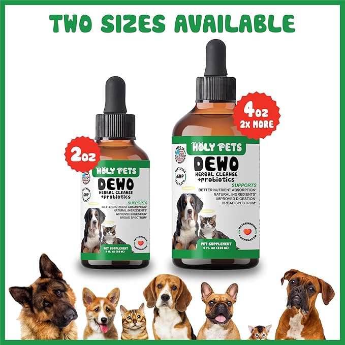 Herbal Gut Cleanse & Natural Parasite Support for Dogs & Cats with Probiotics – Promotes Digestive Health, Detox, and Wellness – 4oz Liquid Supplement for Pets – Made in The USA (4oz)