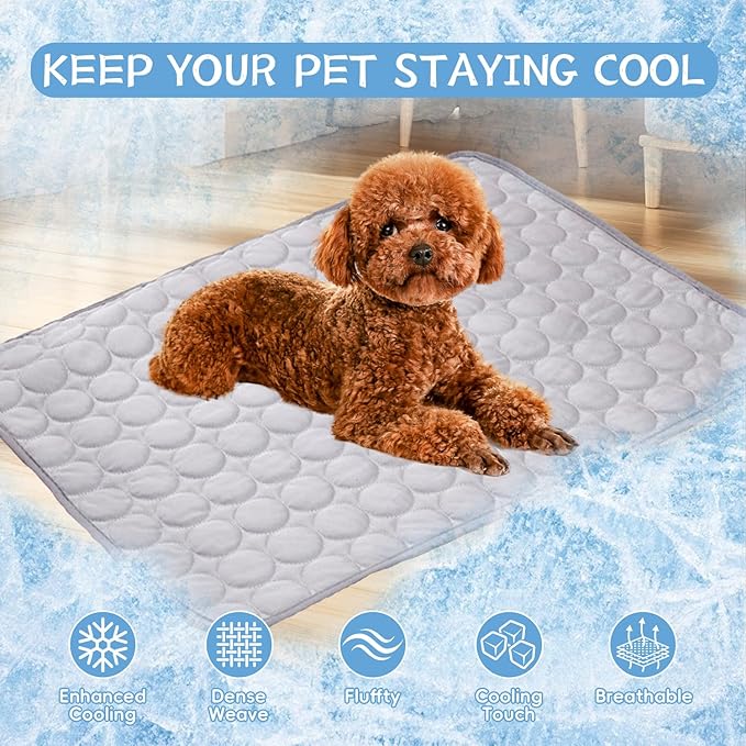 Dog Cooling Mat,2025 Upgrade Pet Cooling Mat for Dogs Cats,Summer Ice Silk Cool Mats & Sleeping Pad for Indoor or Outdoor,Perfect as Blanket for Kennel Sofa Bed Floor Car (Grey, Small, 19.6"x15.7")