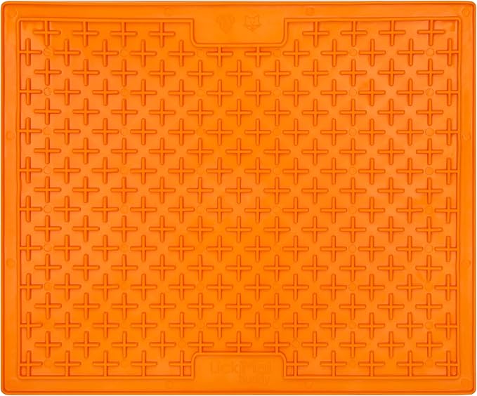 LickiMat X Large Breed Buddy Dog Lick Mat, Dog Calmer, Slow Feeder, Anxiety Reliever Alternative to Puzzle Toys, Slow Feeding Bowls. Use Peanut Butter, Wet, Raw, Mixed Food, Healthy Treats - Orange