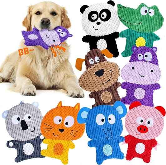 No Stuffing Dog Squeaky Toys, 8 Pack Stuffless Dog Chew Toys, Tough Soft Plush Crinkle Toys, Pet Supplies Durable Puppy Teething Interactive to Keep Them Busy for Small Medium Breeds